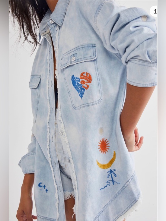 Free People Tops - Free People We The Free Denim Reef Break Top